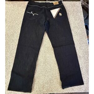 LRG Lifted Research Group Mens Baggy Wide Leg Dark Wash Denim Jeans Size 42x32